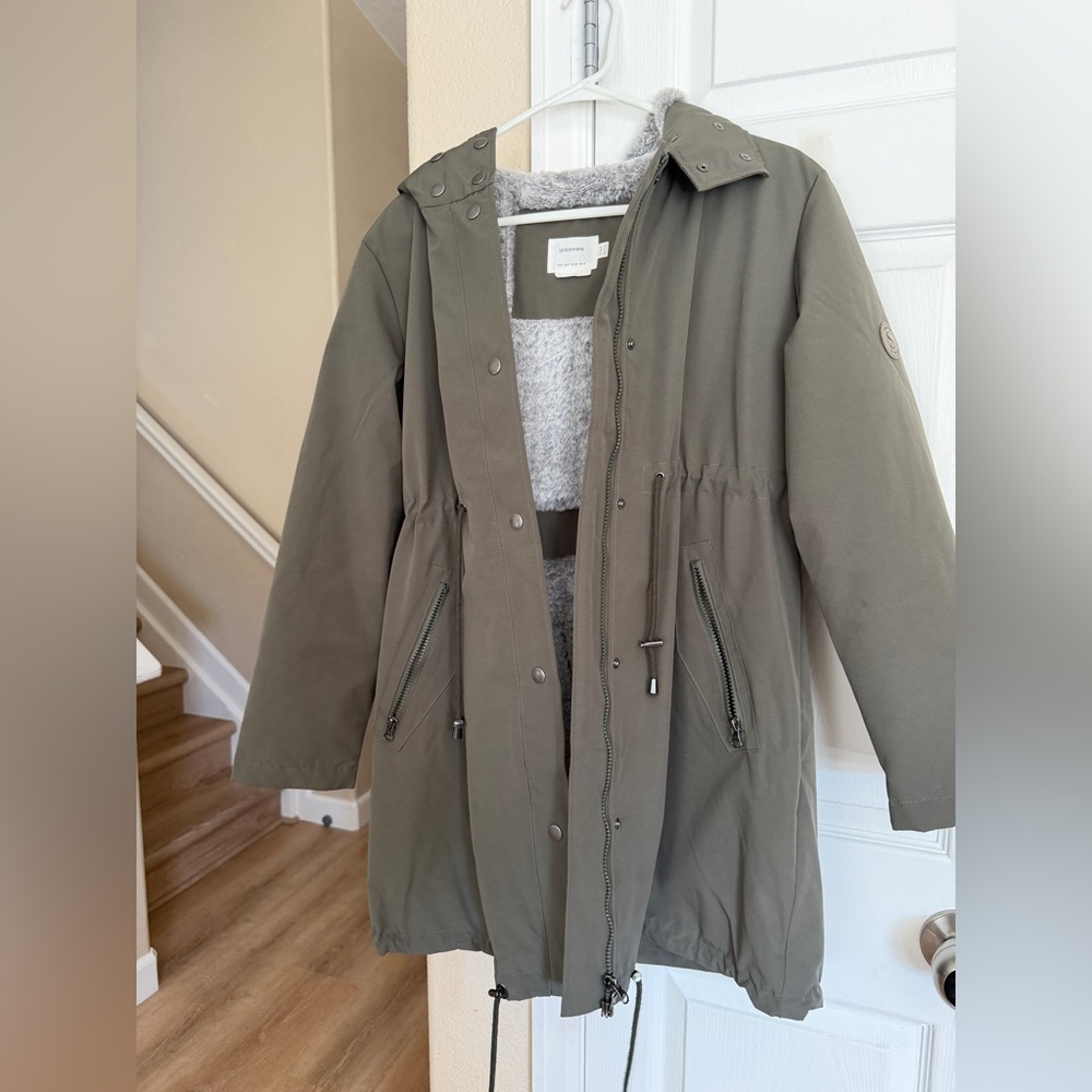 Seraphine Olive Green Maternity Parka Coat